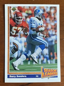 Upper Deck Calcio 1991 BARRY SANDERS Stagione Leaders #401 HOF Leoni - Foto 1 di 2