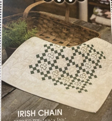 Rare Primitive Gatherings IRISH CHAIN quilted Table Runner pattern~Lisa Bongean - Image 1 of 3