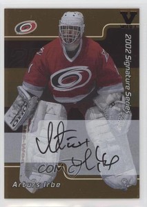 2001-02 ITG Be A Player Signature Series Gold Vault Black Arturs Irbe #129 Auto