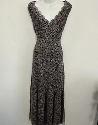 VTG Babydoll Maxi Brown Metallic Lace Mesh Large Dress Whimsigoth Grunge Fairy - Image 1 of 4