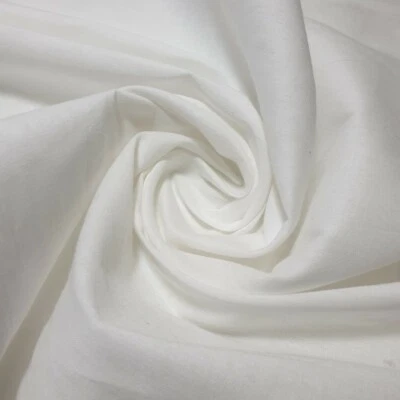 WHITE 100% Cotton Voile Material Cambric Lawn Craft Dress Lining Fabric 44" - Image 1 of 3