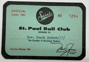 1960 TICKET Pass St. Paul Vs Millers Carl Yastrzemski BA 339/7 HR Red Sox Ex⚾️ - Bild 1 von 3