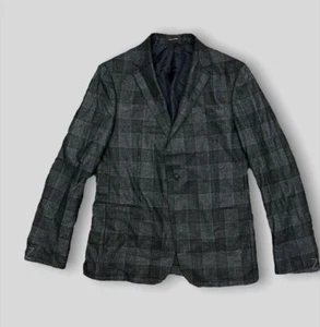 $1235 Z Zegna Men's US 42R EU 52R Gray Slim Fit Coat Check Jacket Wool Blazer - Picture 1 of 4