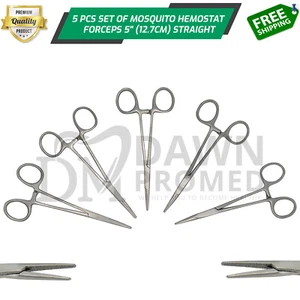 5 Pcs Halsted Mosquito Hemostat Locking Forceps 5" Straight Dental Inst German G - Picture 1 of 9
