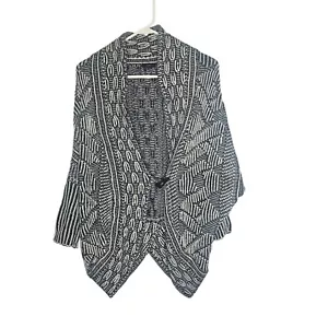 Dex Damen schwarz-weiß vorne offen Strick Cardigan Pullover S asymmetrisch Boho - Bild 1 von 20