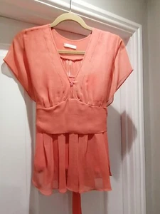 Full Circle top Salmon pink integral vest, feature front, waist length UK14 - Picture 1 of 5