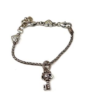Brighton ABC Heart Add Charms/Beads Key Silver Crystal Bracelet - Bild 1 von 3
