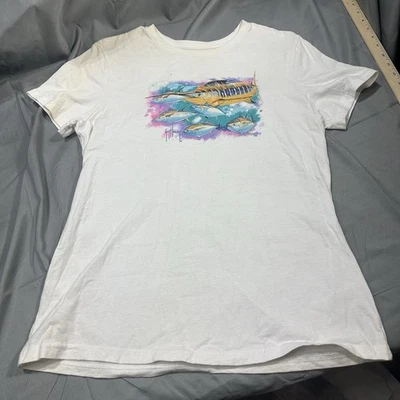 Guy Harvey женщин Lg белый графический футболка рыбы beach island верхний - Изображение 1 из 4