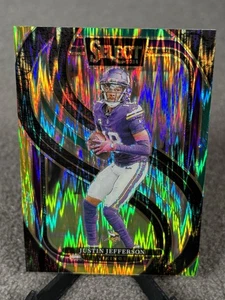 2024 Panini Select Justin Jefferson PREMIER GREEN YELLOW SHOCK PRIZM 174 VIKINGS - Picture 1 of 2