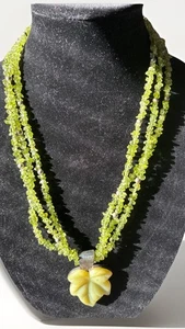 JAY KING Sterling Silver & Peridot Beaded Necklace W/ Serpentine Leaf Pendant - Picture 1 of 8
