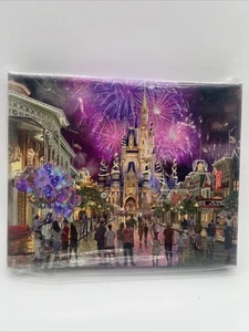 WDW 50th Anniversary Main Street Magic Kingdom Thomas Kinkade Canvas Wrap 10X8 - Picture 1 of 2