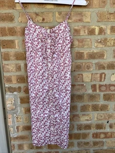 Old Navy Midikleid S rosa Blumen Landhaus Bauern Träger Strand Sommer Boho Neu ohne Etikett - Bild 1 von 9