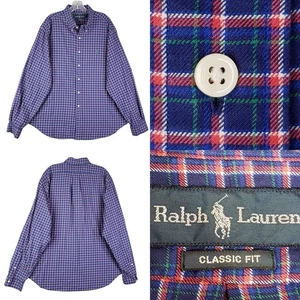 Camisa Polo Ralph Lauren Para Hombre Talla XXL Azul A Cuadros Con Botones Manga Larga - Imagen 1 de 10