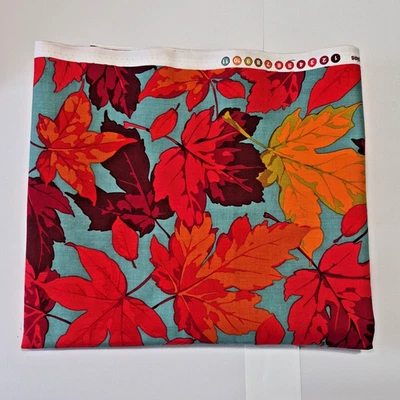 96" / 2 1/2+ yds Teal Autumn Medley Maples Martha Negley Rowan Quiltting Cotton - Image 1 of 2