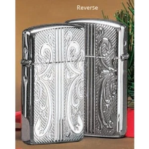 2-seitiges tief geschnitztes Eleganz hochschlank poliertes Chrom Zippo Feuerzeug - Bild 1 von 1