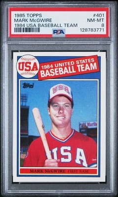 Tarjeta de novato 1985 Topps Mark McGwire 1984 equipo de béisbol de Estados Unidos #401 ¡PSA 8! Foto 1 de 2