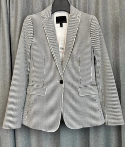 Blazer Banana Republic Nuevo con Etiquetas Azul Rayas Algodón NUEVO Talla 0P Seersucker Preppy - Imagen 1 de 17