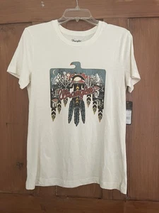 NWT Womens Wrangler Retro Cream Thunderbird Tee Shirt Top S - Picture 1 of 7