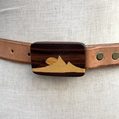 Cinturón Western con Hebilla de Madera Marqueta Southwestern Sunset Mujer Pequeño Ray Mem Foto 1 de 4