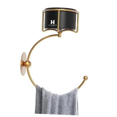 Vintage Metal Gold Bathroom Towel Holder with Rustic Candle Holder - Gold  - Image 1 of 4