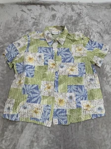 Alfred Dunner geknöpfte Bluse Damen Größe 16 Blumenmuster Mehrfarbig Kurzarm - Bild 1 von 7