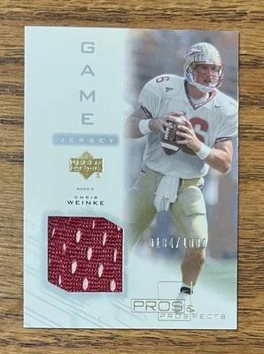 CHRIS WEINKE 2001 Upper Deck GAME USED JERSEY RC Prospects Card #133 - 0184/1000 - Image 1 of 2
