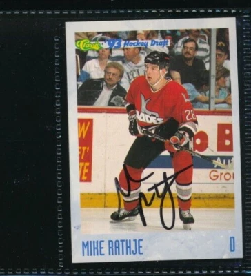 1993-94 Classic Draft #145 Mike Rathje Blades Signed Autograph (HR80) SWSW6 - Image 1 of 2