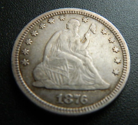 1876  Seated Liberty quarter  - VF - XF  Nice coin Cover