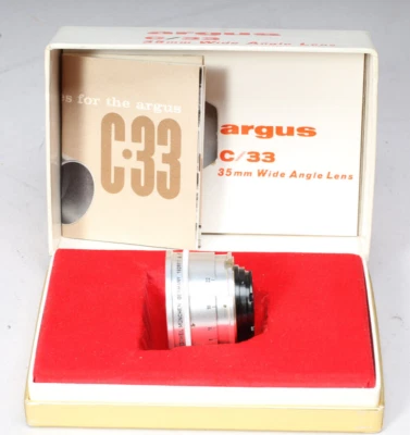 ARGUS STEINHEIL 35MM f/4.5 CINTAR LENS FOR ARGUS C/33 IN THE BOX W INSTRUCTIONS - Image 1 of 4