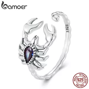 Bamoer Mode 925 Sterling Silber Vintage Skorpion Öffnung Ring für Frauen Schmuck - Bild 1 von 13