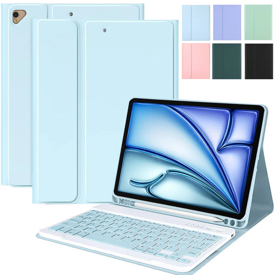 For iPad 7/8/9/10/11th Gen A16 M3 Air 4 5 6 Pro 11 Bluetooth Keyboard Case Cover - Image 1 of 4