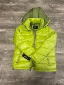 Guess Neon Green Quilted Puffer Jacket XS Hooded - Picture 1 of 9