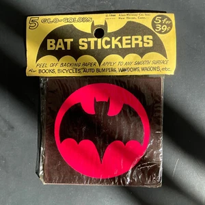Vintage 1966 Glo-Colors Bat Stickers Alan Whitney Co USA Pack of 5 New/Sealed - Picture 1 of 7