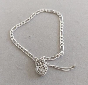 Sterling Silver 925 Padlock Chain Bracelet 6g - Picture 1 of 3