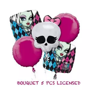 5PK MONSTER HIGH BALLOON BOUQUET BIRTHDAY PARTY SUPPLY DECORATIONS - Picture 1 of 1