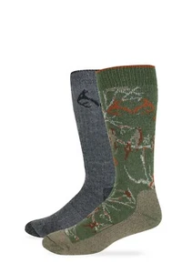 Realtree Men's Camo Merino Wool Blend Mid Calf Boot Socks 2 Pair Pack - Picture 1 of 6