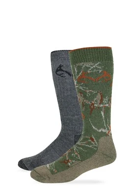 Realtree Men's Camo Merino Wool Blend Mid Calf Boot Socks 2 Pair Pack - Image 1 of 4