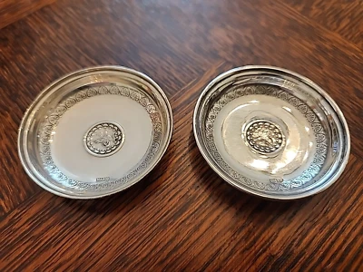 2 Antique 19th Century Turkish Ottoman Silver Coin Dish Marked MA900  - Image 1 of 4