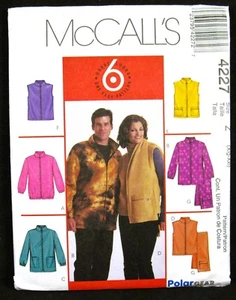 Fleece Jacket Vest Scarf Size XL XXL Unisex Uncut Pattern McCalls 4227 - Picture 1 of 5