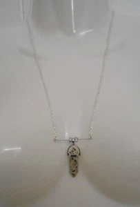 Hecho a mano por mí ~ Colgante de cristal moteado bronceado/negro con barra Horiz ~ Collar de eslabones SP - Imagen 1 de 3