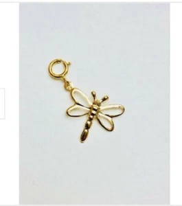 14K Gold Dragonfly Charm pandent pendant with spring clasp - Picture 1 of 2