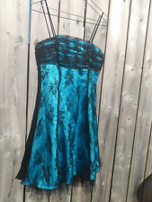 Black Lace Dress Lined w Blue Satin Size Small Formal Eveningwear Prom