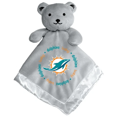 Miami Dolphins Gray Baby Security Bear Blanket, NFL Licensed Cover
