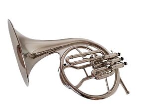 NEW YEAR OFFER^MELLOPHONE_FRENCHHORN:BB/F^PITCH^CHROME FINISH W/CASE&MOUTHPIECE