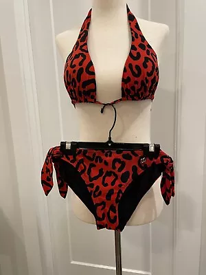 Dolce & Gabbana Two piece Ross Halter Bikini Leo Nero Fdo Rosso, 3(medium) - Image 1 of 4