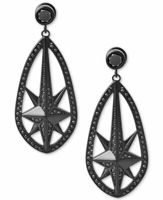 NEW MICHAEL KORS Black Ion-Plated Starburst Pavé Drop Earrings - Image 1 of 4