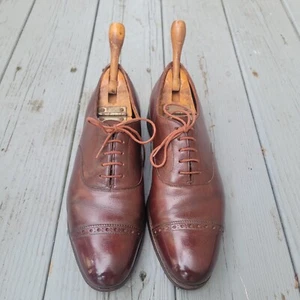 Peal & Co. x Brooks Bros. Brown Leather Cap-Toe Oxfords sz 7 D US - Picture 1 of 9