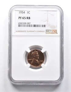 PF65 RB 1954 Lincoln Wheat Cent NGC *9856 - Picture 1 of 3