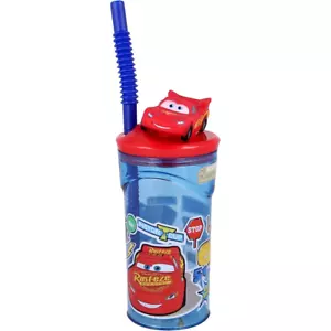BICCHIERE CON CANNUCCIA CARS DISNEY PERSONAGGIO 3D BPA FREE 360 ml - 51566 - Foto 1 di 4