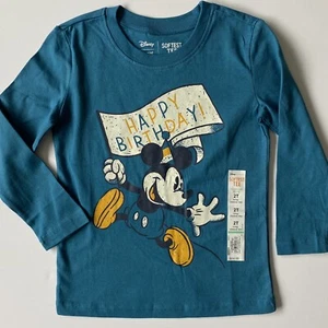 Mickey Mouse Birthday Shirt 2T 24 Months NWT New Blue Vintage Look Party Boys - Picture 1 of 11